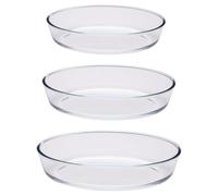 alpina Set de Plats à Four Ovales - Plats à Four en Verre 3 Pièces avec Couvercle - Verre Résistant à La Chaleur - Convient pour Le Four, Le Micro-Ondes et Le Lave-Vaisselle