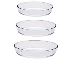 alpina Set de Plats à Four Ovales - Plats à Four en Verre 3 Pièces avec Couvercle - Verre Résistant à La Chaleur - Convient pour Le Four, Le Micro-Ondes et Le Lave-Vaisselle
