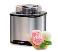 alpina Sorbetiere - Machine a Glace - Turbine a Glace pour Sorbetières, Glace Italienne et Yaourt Glacé - Sorbetiere Turbine a Glace 2L - Arrêt Automatique - Acier Inoxydable - Argenté