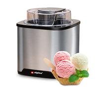 alpina Sorbetiere - Machine a Glace - Turbine a Glace pour Sorbetières, Glace Italienne et Yaourt Glacé - Sorbetiere Turbine a Glace 2L - Arrêt Automatique - Acier Inoxydable - Argenté