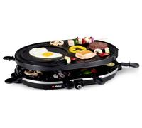 Appareil à raclette 8 personnes 1200W Polyvalent Grill + Raclette Revêtement Anti-adhésif Poellons et spatules 230V ALPINA