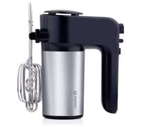 alpina Batteur Électrique à Main - 230 V - 6 Vitesses - Batteur Électrique - 400 W - 2 Fouets et 2 Crochets à Pâte - avec Support de Rangement - Batteur de Cuisine - ABS/Inox - Noir