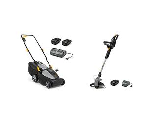 Alpina Tondeuse sans Fil AL1 3420 Li Kit, 34cm Largeur de Coupe, avec 2 Batteries 20V (2Ah) et Chargeur & ATR 20 Li Kit Débroussailleuse à Batterie, Coupe (25cm), avec Batterie 20V (2Ah) & Chargeur