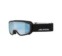ALPINA SCARABÉE JUNIOR Q-LITE - Lunettes de ski OTG à effet miroir et améliorant le contraste avec protection à 100 % contre les UV pour enfants, noir-bleu, taille unique