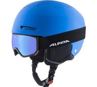ALPINA Unisexe - Enfants, ZUPO Set (+SCARABEO JR) Casque de Ski, Blue Matt, 51-55 cm