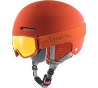 ALPINA Unisexe - Enfants, ZUPO Set (+SCARABEO JR.) Casque de Ski, Pumpkin-Orange Matt, 51-55 cm