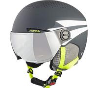 ALPINA Unisexe - Enfants, ZUPO Visor Q-Lite Casque de Ski, Charcoal-Neon Matt, 54-58 cm