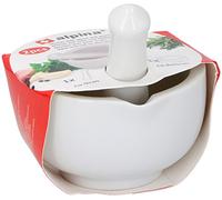 Alpina White Porcelain 8.5cm Pestle and Mortar Hand Grinder Crusher