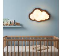 Alpinaluz Aplique Murale Enfant en Forme de Nuage 3D avec Base Métallique Imitation Bois et Lumière LED Intégrée CCT Tricolore 7W pour Chambre et Espaces Intérieurs