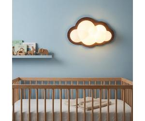Alpinaluz Aplique Murale Enfant en Forme de Nuage 3D avec Base Métallique Imitation Bois et Lumière LED Intégrée CCT Tricolore 7W pour Chambre et Espaces Intérieurs