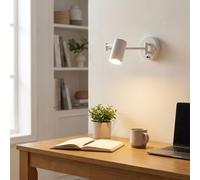 Alpinaluz Aplique Murale Extensible avec Interrupteur Intégré, Bras Articulé Horizontal de 470 mm et Tête Orientable à 350°, Design Moderne en Fer Blanc pour Chambre et Coin Lecture, Douille E27