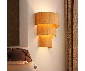Alpinaluz Aplique Murale Style Bohème avec Abat-jour en Tissu Semi-transparent Beige Marron, Double Douille E27, Éclairage Décoratif pour Chambre, Salon, Couloir et Salle à Manger Intérieur