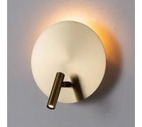 Alpinaluz Applique LED dorée en métal avec liseuse orientable, 2800 K | Éclairage d’ambiance de 5 W et liseuse de 3 W avec interrupteurs séparés ; panneau circulaire de Ø 17,5 cm