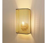 Alpinaluz Applique murale avec abat-jour en bambou rectangulaire et diffuseur acrylique | Style moderne rustique, culot E27, lumière décorative pour chambre et salon