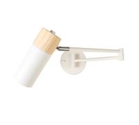 Alpinaluz Applique murale avec bras articulé et pivotant, spot à culot E27, tête en bois et aluminium blanc, idéale pour la lecture, la chambre et le studio, W007-WH
