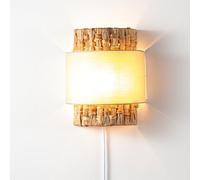 Alpinaluz Applique murale avec câble et prise, écran en fibre végétale tressée et diffuseur textile beige - Design artisanal Boho avec culot E27, idéal pour chambre, salon ou couloir