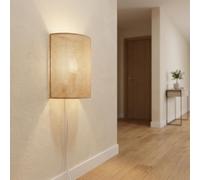 Applique murale en corde de jute beige avec câble et douille E27 Abat-jour avec intérieur en acrylique interrupteur intégré