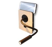 Alpinaluz Applique Murale avec Spot Flexible LED 3W Noir pour Lecture avec Port USB - Effet Bois - Interrupteur