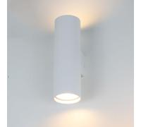 Alpinaluz Applique murale cylindrique blanche - Lumière bi-directionnelle haut et bas - 2 douilles GU10 - Design moderne métallique pour couloirs, entrées, chambres et salons