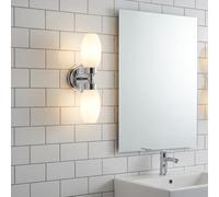 Alpinaluz Applique Murale de Salle de Bain avec Double Foyer E14, Design Moderne Chromé avec Abat-jour en Verre Opalin pour Éclairage Doux et Uniforme, Protection IP44, Parfait pour Miroirs et Lavabos