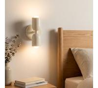 Alpinaluz Applique murale double 2x E27 cylindrique métal blanc crème | Style nordique moderne, base crème avec éclairage vers le haut et le bas, pour tête de lit, couloir, chambre et salon