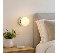Alpinaluz Applique Murale E27 Globe Verre Opale Chromé, Disque Réflecteur