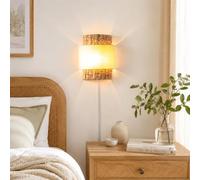 Alpinaluz Applique Murale E27 Jonc de Mer Beige Câble Prise Interrupteur