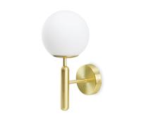 Alpinaluz Applique Murale en Aluminium avec Abat-jour en Boule de Verre Opale Blanc, Douille Dorée E27, Style Moderne pour Salon, Salle à Manger, Table de Nuit