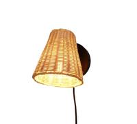 Alpinaluz Applique murale en osier et bambou avec câble et prise, spot orientable, douille E27 avec interrupteur, style rustique nordique pour salon ou chambre