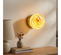 Alpinaluz applique murale en verre multicolore Ø12 cm, avec globe effet coucher de soleil, base métal doré, douille G9, style moderne, pour salon, chambre et couloir