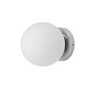 Alpinaluz Applique murale et lampe de plafond nordique minimaliste, abat-jour en forme de boule de verre opale faite à la main, protection IP44, pour intérieur et extérieur couverts, finition chromée