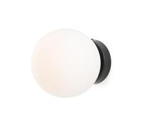 Alpinaluz Applique murale et plafond - Abat-jour sphérique en verre opale de 15 cm, base en acier, culot E27, style moderne minimaliste pour intérieur (noir)