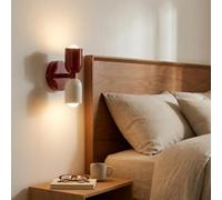 Alpinaluz Applique Murale Haut/Bas 2x E27 Acier Laqué Rouge/Blanc Crème | Style nordique, abat-jour cylindrique bicolore, éclairage vers le haut et le bas pour tête de lit, couloir, chambre, salon