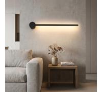 Alpinaluz Applique Murale LED Linéaire 62 cm avec Lumière Indirecte Blanc Chaud 2700K 10W en Acier Noir Mat, Design Moderne et Minimaliste pour Salon, Chambre et Couloir Intérieur