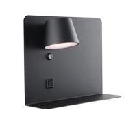 Alpinaluz Applique Murale LED Orientable 6W avec CCT 3000K/4000K/6000K, Ports USB et USB-C, Structure en Acier Laqué et Spot en Aluminium, Éclairage Intérieur IP20 (Noir - Gauche)