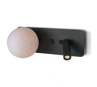 Alpinaluz Applique murale noire avec boule 3D style lune et spot de lecture LED 3 W 2800 K - Double interrupteur, culot G9, design moderne en métal pour chambre et tête de lit