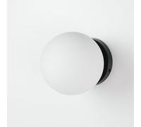 Alpinaluz Applique murale noire nordique minimaliste, écran sphérique en verre opale faite à la main, protection IP44 pour extérieur couvert et intérieur, idéale pour salles de bains et terrasses
