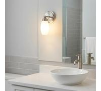 Alpinaluz applique murale pour salle de bain avec douille E14, base métallique nickel et abat-jour en verre blanc mat, design vintage élégant, protection IP44, lumière douce homogène
