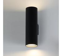 Alpinaluz Applique Murale Up & Down avec 2 Douilles GU10, Design Cylindrique en Métal, Éclairage Décoratif Intérieur pour Couloir, Chambre et Salon, IP20 (Noir)