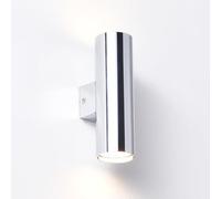 Alpinaluz Applique Murale Up & Down avec 2 Douilles GU10, Design Cylindrique en Métal, Éclairage Décoratif Intérieur pour Couloir, Chambre et Salon, IP20 (Chromé)