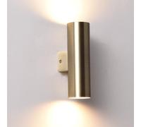 Alpinaluz Applique Murale Up & Down avec 2 Douilles GU10, Design Cylindrique en Métal, Éclairage Décoratif Intérieur pour Couloir, Chambre et Salon, IP20 (Doré)