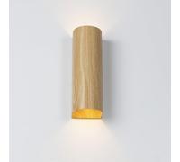 Alpinaluz Applique Murale Up & Down avec 2 Douilles GU10, Design Cylindrique en Métal, Éclairage Décoratif Intérieur pour Couloir, Chambre et Salon, IP20 (Effet bois)