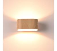 Alpinaluz Applique Murale Up & Down avec Douille G9, Design Courbé en Métal, Éclairage Décoratif Intérieur pour Couloir, Salon et Chambre, IP20 (Effet bois)