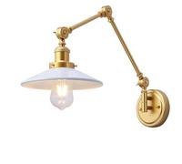 Alpinaluz Applique Murale Vintage Blanc - Bras Articulé Doré et Abat-jour en Acier Blanc - Style Rétro Industriel - Orientable - Culot E27 - Pour Chambre, Studio ou Salon