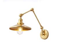 Alpinaluz Applique murale vintage dorée - Bras articulé et abat-jour en acier finition laiton - Style rétro industriel - Culot E27 - Orientable pour chambre, salon ou studio