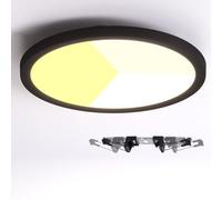 Alpinaluz Downlight LED Noir Ø225mm 18W - Plafonnier de surface ou encastrable pour trou Ø65-200mm - CCT 3000K/4000K/6000K - Ultra fin 17mm - IP44 pour salle de bain, cuisine et couloir