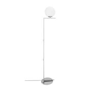 Alpinaluz Lampadaire avec boule en verre soufflé Ø22 cm et structure fine en acier chromé brillant, culot E27, hauteur 158 cm, style italien moderne pour salon ou chambre