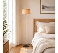 Alpinaluz Lampadaire E27 Abat-jour Bambou et Osier Structure Noire 147 cm
