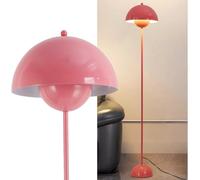 Alpinaluz Lampadaire en Acier avec Abat-jour Bombé - Style Scandinave et Rétro - Éclairage Indirect vers le Bas - Douille E27 - Interrupteur au Pied - Pour Salon ou Chambre (Rose)