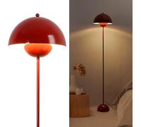 Alpinaluz Lampadaire en Acier avec Abat-jour Bombé - Style Scandinave et Rétro - Éclairage Indirect vers le Bas - Douille E27 - Interrupteur au Pied - Pour Salon ou Chambre (Rouge)